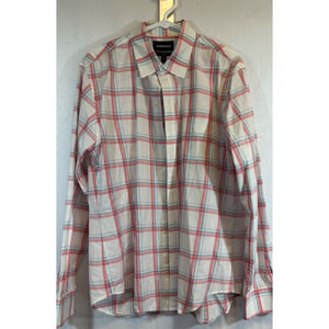 Bonobos Shirt Men Extra Large L Slim Fit Blue White Plaid Long Sleeve Button D46